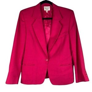 Bretton Place Petite Hot Pink Linen Blend Vintage Business Blazer Size Medium